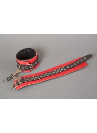 Красные кожаные наручники на мягкой подкладке - Подиум - купить с доставкой в Ростове-на-Дону