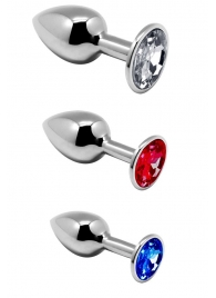 Набор из 3 серебристых анальных втулок со стразами Metal Plug Kit - Adrien Lastic - купить с доставкой в Ростове-на-Дону