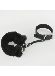 Черные кожаные наручники со съемной опушкой - Sitabella - купить с доставкой в Ростове-на-Дону
