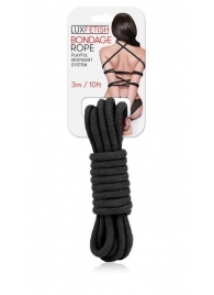 Черная хлопковая веревка для связывания - 3 м. - Lux Fetish - купить с доставкой в Ростове-на-Дону
