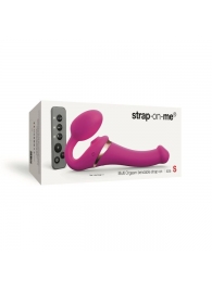 Ярко-розовый безремневой страпон Multi Orgasm Size S с клиторальной стимуляцией - Strap-on-me - купить с доставкой в Ростове-на-Дону