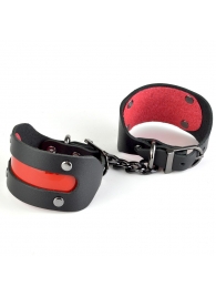 Чёрные наручники с красной вставкой «Пятница» - Sitabella - купить с доставкой в Ростове-на-Дону