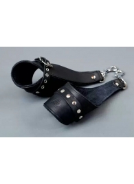 Чёрные кожаные наручники для подвешивания - Подиум - купить с доставкой в Ростове-на-Дону
