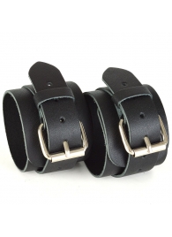 Черные кожаные наручники с пряжками IDEAL - Sitabella - купить с доставкой в Ростове-на-Дону
