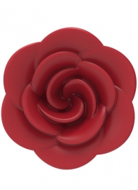 Красная анальная пробка с ограничительным основанием в виде розы - Eroticon