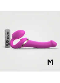 Ярко-розовый безремневой страпон Multi Orgasm Size M с клиторальной стимуляцией - Strap-on-me - купить с доставкой в Ростове-на-Дону
