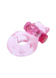 Розовое эрекционное виброкольцо с мишкой на вибропуле - Baile - в Ростове-на-Дону купить с доставкой
