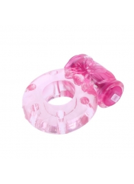 Розовое эрекционное кольцо с бабочкой на вибропуле - Baile - в Ростове-на-Дону купить с доставкой