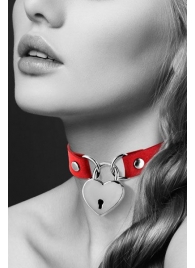Красный чокер с замком в форме сердца - Bijoux Pour Toi - купить с доставкой в Ростове-на-Дону