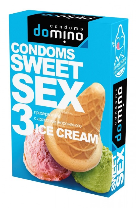 Презервативы для орального секса DOMINO Sweet Sex с ароматом мороженого - 3 шт. - Domino - купить с доставкой в Ростове-на-Дону