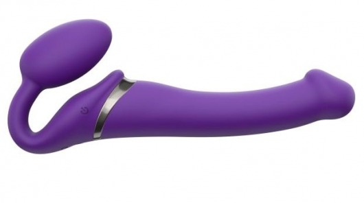 Фиолетовый безремневой вибрострапон Vibrating Bendable Strap-On - size L - Strap-on-me - купить с доставкой в Ростове-на-Дону