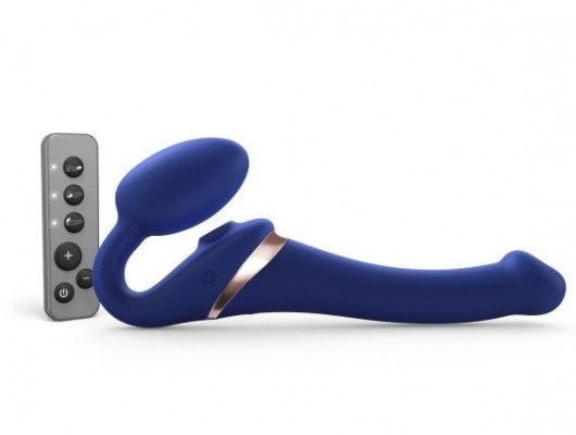 Синий безремневой страпон Multi Orgasm Size S с клиторальной стимуляцией - Strap-on-me - купить с доставкой в Ростове-на-Дону