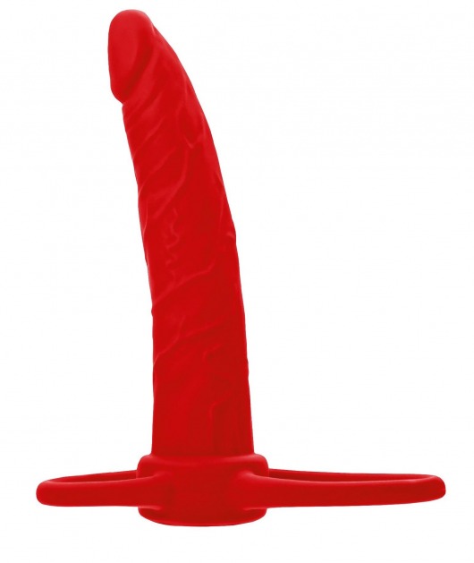 Красная насадка на пенис для двойного проникновения Black Red - 16,5 см. - ToyFa - купить с доставкой в Ростове-на-Дону