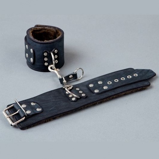 Широкие кожаные наручники на меху - Подиум - купить с доставкой в Ростове-на-Дону