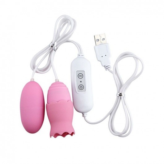 Розовые, работающие от USB виброяйца - классическое и с подвижным язычком - Сима-Ленд