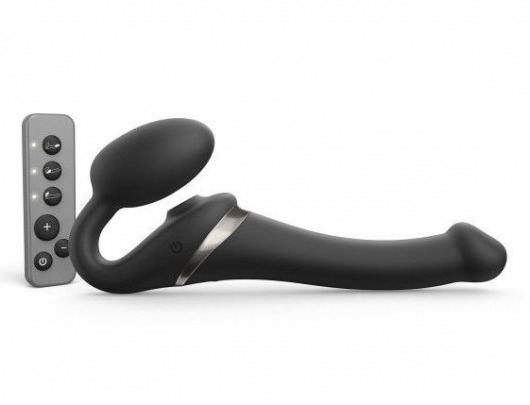 Черный безремневой страпон Multi Orgasm Size S с клиторальной стимуляцией - Strap-on-me - купить с доставкой в Ростове-на-Дону