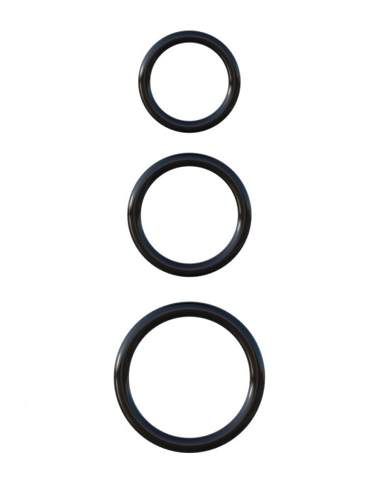 Набор из трех черных эрекционных колец Silicone 3-Ring Stamina Set - Pipedream - в Ростове-на-Дону купить с доставкой