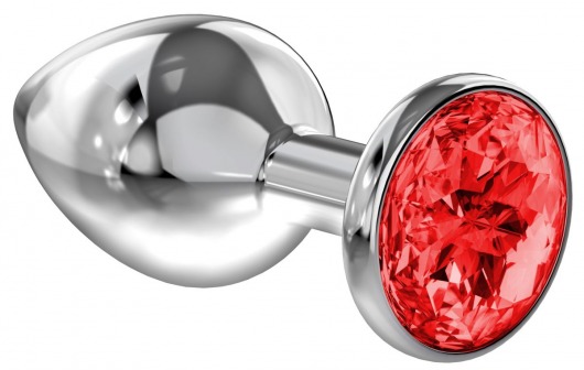 Большая серебристая анальная пробка Diamond Red Sparkle Large с красным кристаллом - 8 см. - Lola Games - купить с доставкой в Ростове-на-Дону
