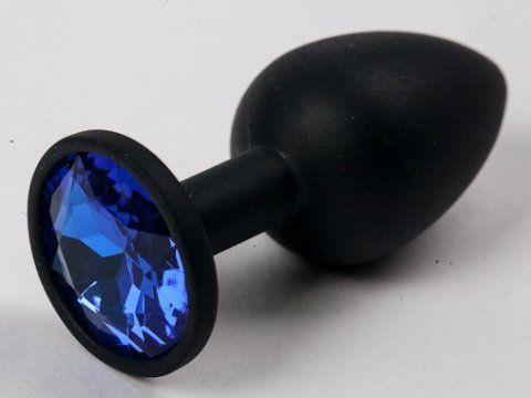 Чёрная анальная втулка с синим кристаллом - 7,3 см. - Джага-Джага - купить с доставкой в Ростове-на-Дону